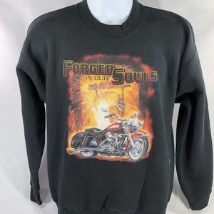 VINTAGE FORGED IN OUR SOULS MOTORCYCLE BIKER SWEATSHIRT LARGE RARE PULLOVER 90s